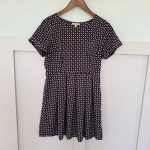 Monteau Bunny Novelty Print Mini Dress LARGE Navy Easter Spring Preppy Side Zip